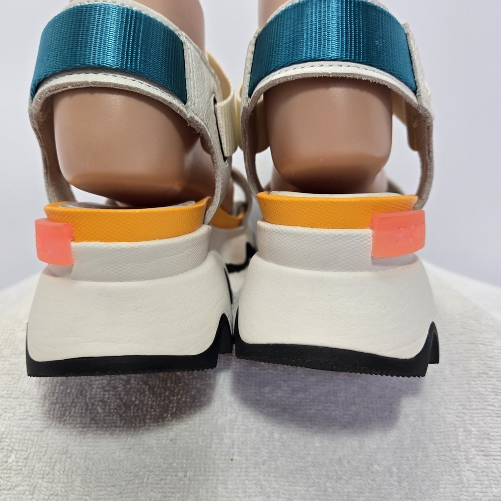 Sorel Kinetic Impact Y Strap Sandals Sea Salt Womens Size 8.5 Platform Leather - Picture 12 of 14